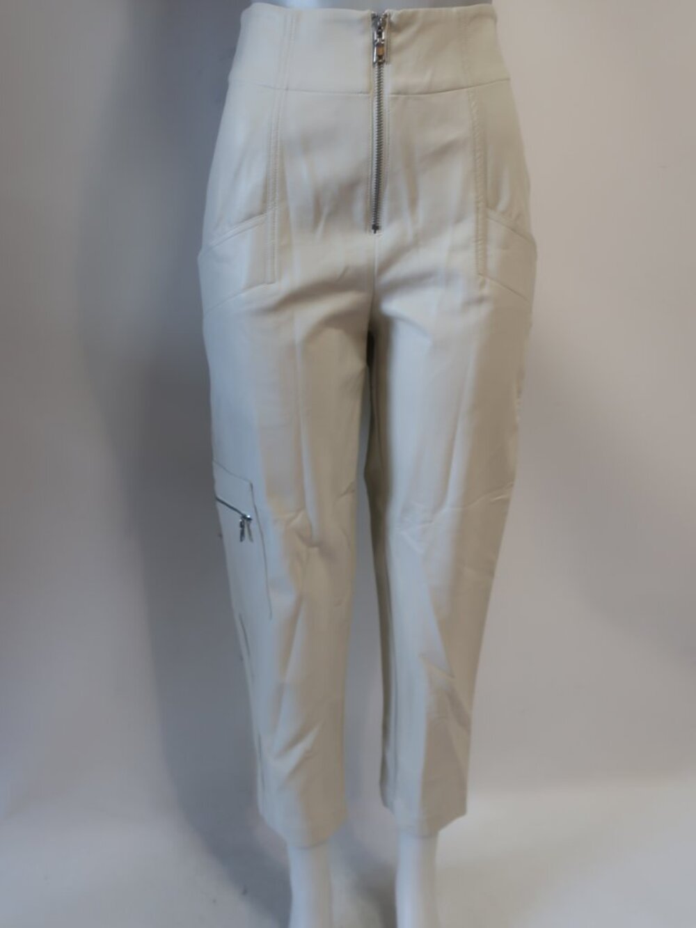 Womens Intermix Jolie Bone White (Item-56) PU Faux Leather Cargo Pocket Pants 4 - Picture 3 of 11